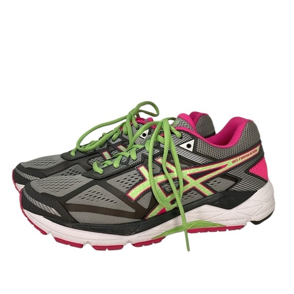 ASICS SHOES Running Athletic Sneakers Dynamic Duomax Grey Pink Size 10 - Picture 2 of 13